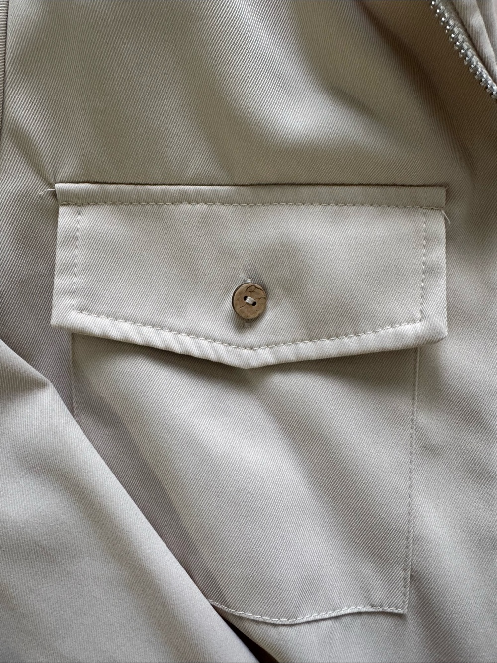 Light Beige Drawstring Zip Jacket - Picture 2 of 6